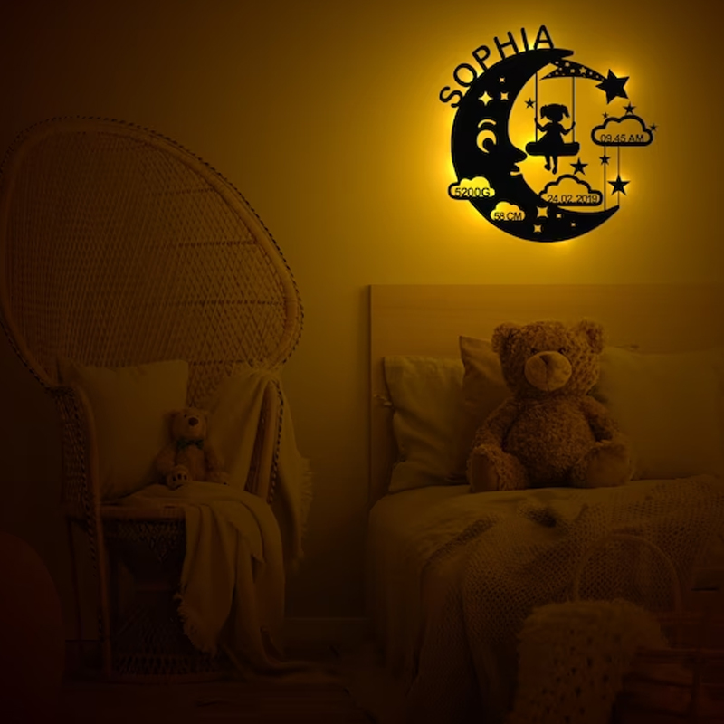 Luz de noche LED personalizada para bebé con diseño de osito de