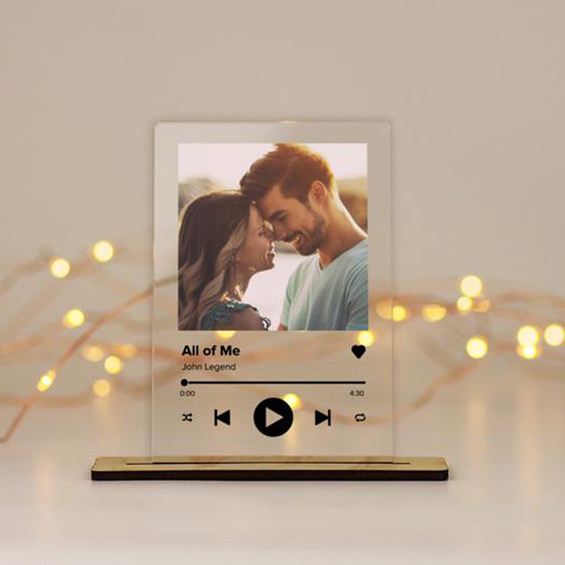 Placa de póster de canción personalizada de Spotify, placa de música  acrílica transparente con soporte de exhibición de madera Madera